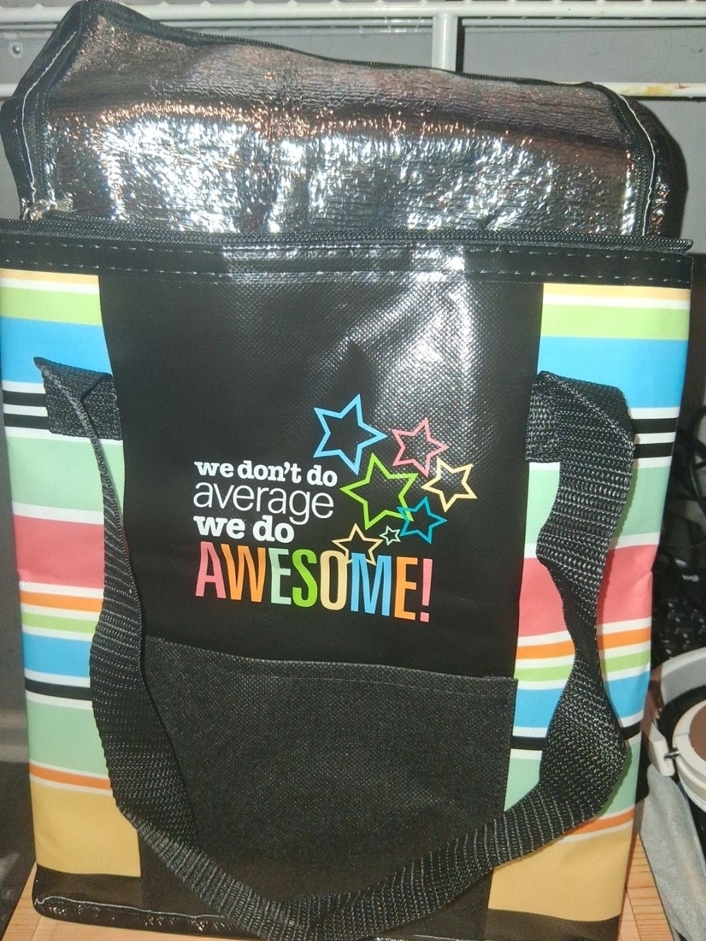 Black Multicolor 'Awesome' Insulated Lunch Tote